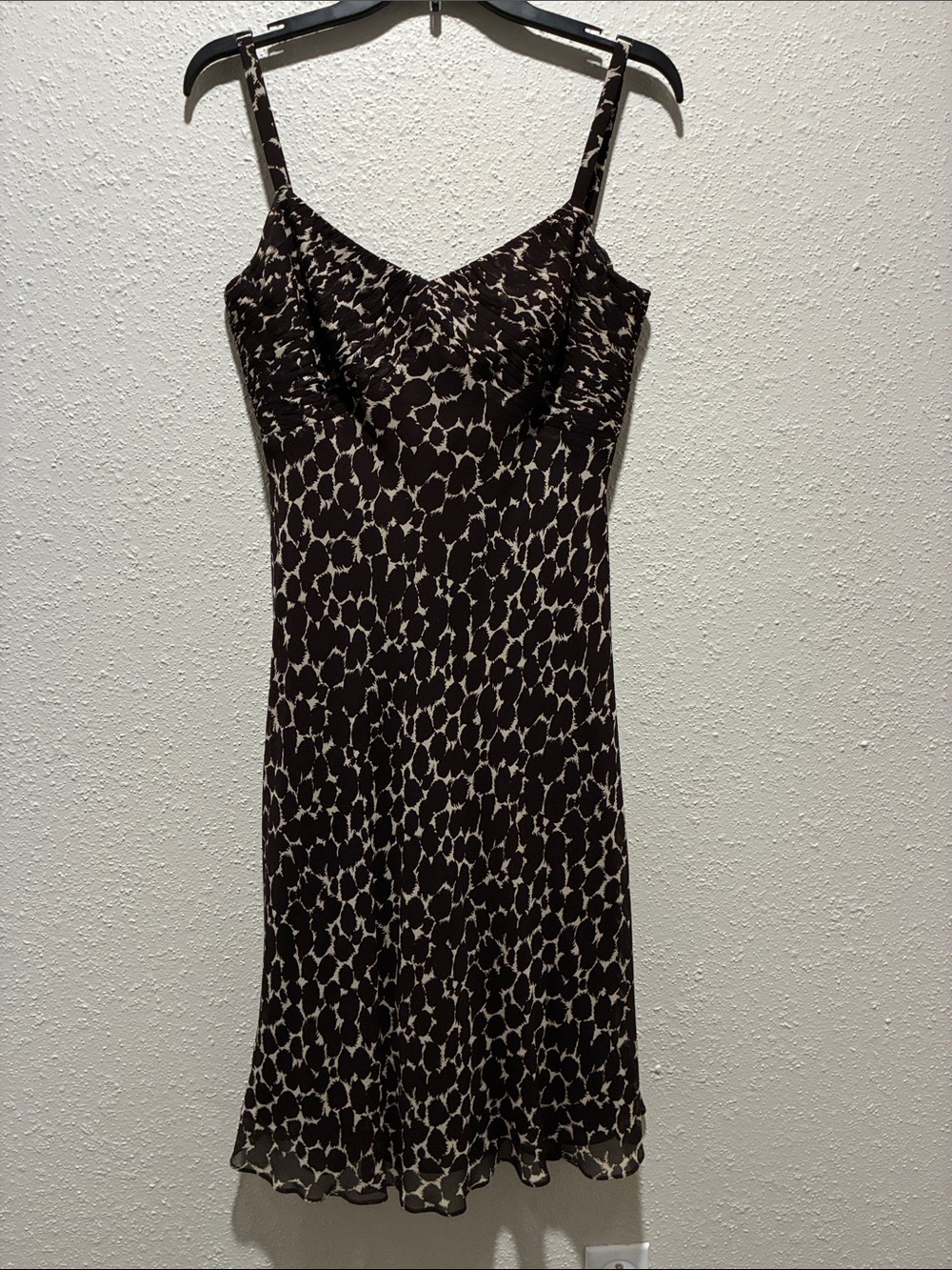 Ann Taylor Brown and Cream Printed Midi Slip Dress